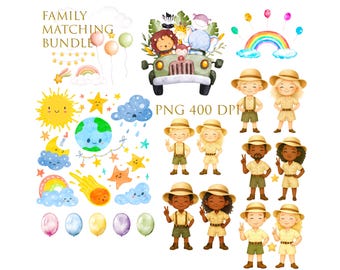 Watercolor Safari Animal Clipart: Jungle Nursery Decor PNG (Digital Download)