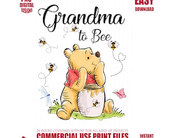 Grandma to Bee PNG Bundle, Winnie the Pooh Design (Digital Download)