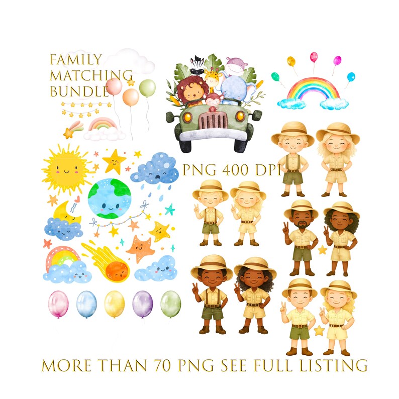Watercolor Safari Animal Clipart Bundle: Jungle Nursery PNG Images ...