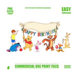 6 Vintage Pooh Bear Happy Birthday Backdrop in Woods Background Neutral  Party Decorations  Boy Birthday pooh, Pooh png pooh Baby Shower png