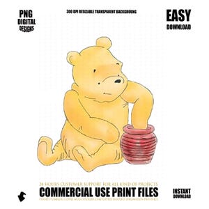 5Classic Winnie The Pooh PNG SVG Clipart Bundle, Printable, Boy Birthday Instant Digital Download, Vintage Pooh Baby Shower
