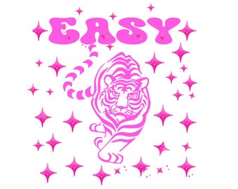 Retro Easy Tiger PNG: Distressed Boho Graphic (Instant Download)