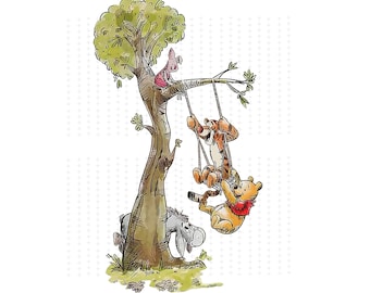Winnie the Pooh & Tigger Tree Swing PNG: Honeycomb Clipart (Digital Download)