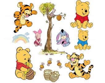 Winnie the Pooh & Tigger Tree Swing PNG: Honeycomb Clipart (Digital Download)