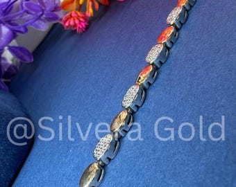 925 Sterling Silver Two Tone Moissanite Bracelet GRA Certified Tennis Bracelet Gift for Her