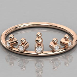 Minimalistischer Krönchenring in 750er Roségold | Zierlicher Diamant Tiara Ring | Stapelbarer Goldring für Frauen | Zarte Ring Geschenk