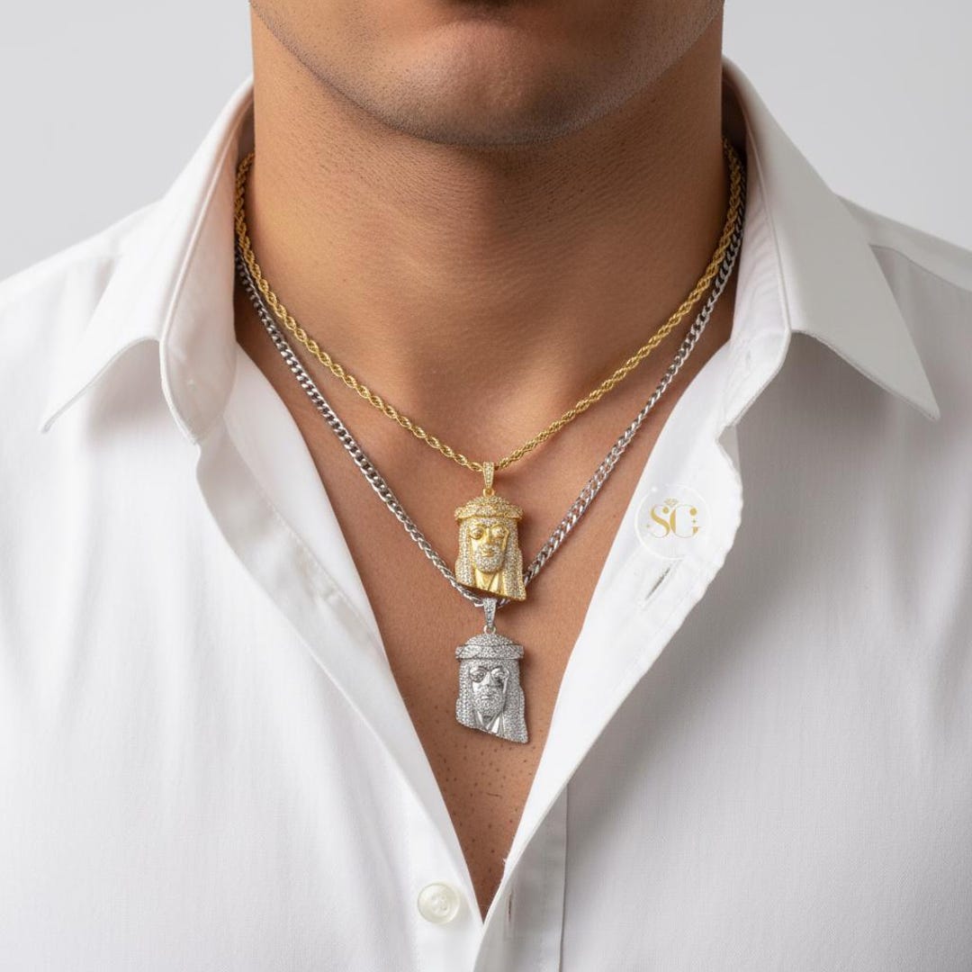 Iced Out Moissanite Jesus Head Pendant 925 Silver Hip Hop Charm Unisex ...
