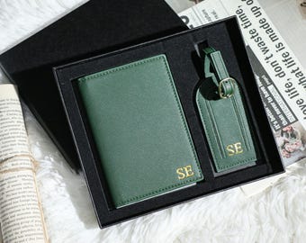 Personalized Passport Cover and Luggage Tag Custom Passport Holder Travel Accessories Gift Travel Ideas Holiday Gift Wedding Favors