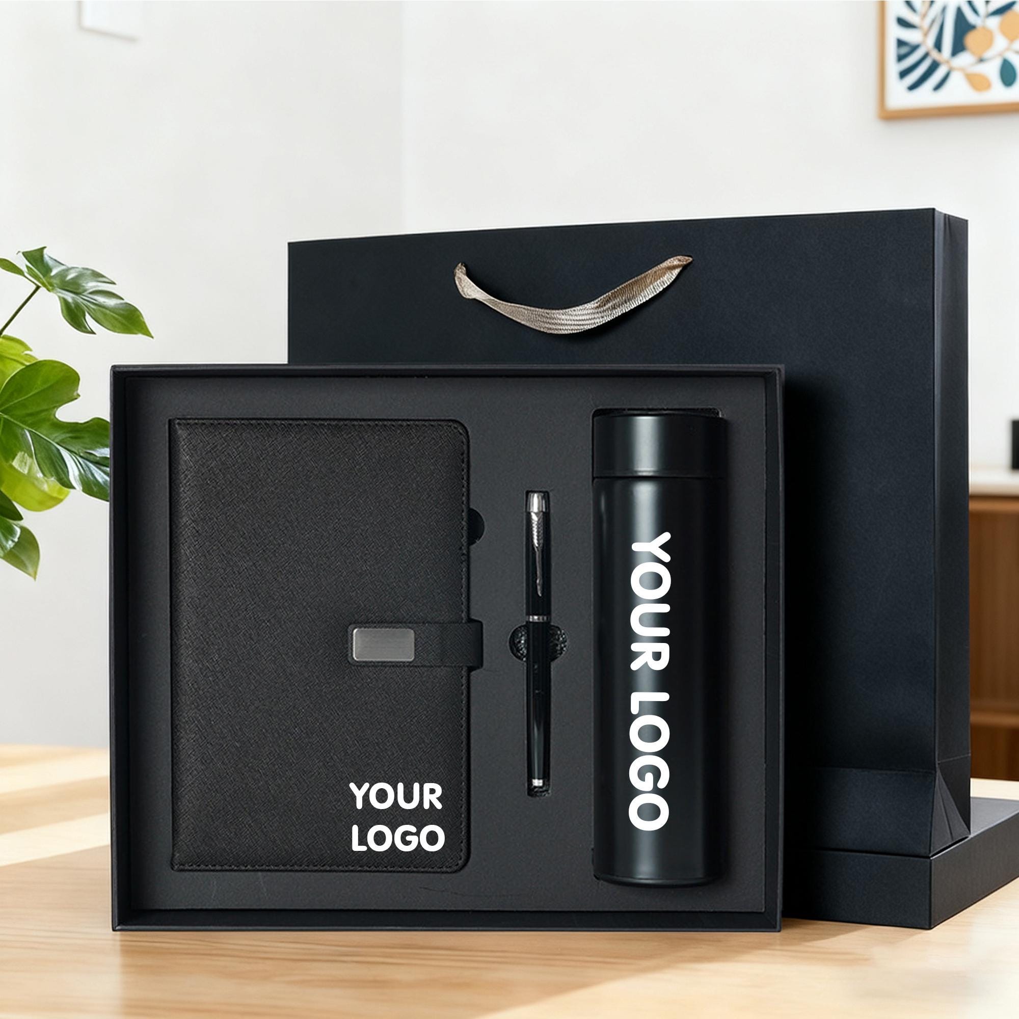 Custom Business Logo Notebook Gift Set With Pen & Thermos ...