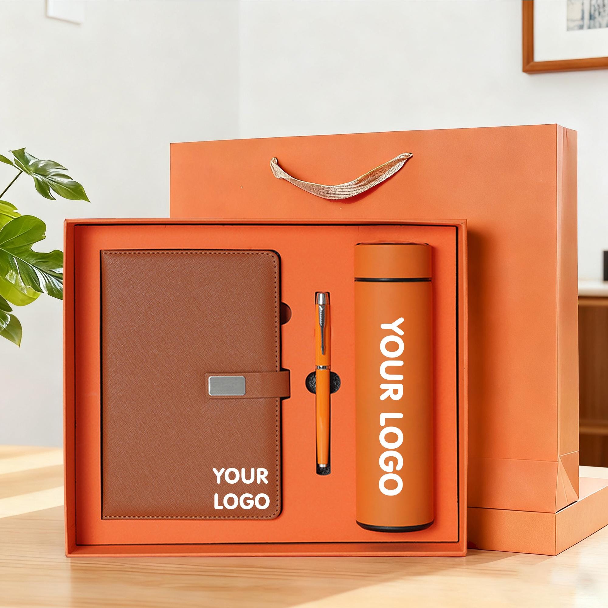 Custom Business Logo Notebook Gift Set With Pen & Thermos ...