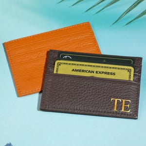 Slim Leather Card Holder: Fine Grain, Multiple Colors
