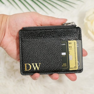 Mens Card Holder Slim Wallet, Personalised with Initials, Name, Date or Words, Ideal Father&#39;s day Gift from Son or Daughter