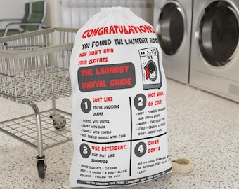 Laundry Survival Guide Bag, Fun Laundry Tote, Gift for College Students, Laundry Humor, Organization Essentials, Unique Laundry Decor