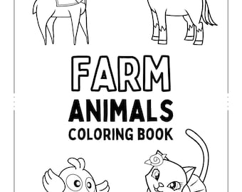 Farm Animals Coloring Worksheet Set - Kids Printable Activity (Digital Download)