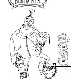 16 Seiten - Ich einfach Unverbesserlich Familie Malbuch - Agnes, Gru, Margo, Luc, Minions Art Print, Kinder Geschenk
