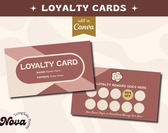 Editable Retro Feminine Loyalty Card and Customer Reward Canva ...