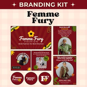 Canva Retro Fashion Branding Kit – Logos, Instagram Templates, Business Cards and More