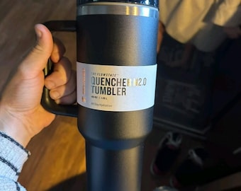 Stanley Style Large Insulated 40oz Mug with Handle Straw Black Matte Travel Tumbler Cup