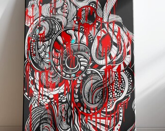 Gothic Abstract Horror Wall Art  | Grunge bloody Poster |  Digital Download