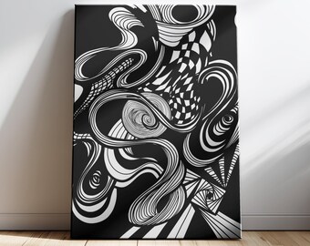 Dark Surrealism Wall Art Black and White Maximalist Decor Abstract Print Digital Download