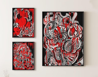 Gothic Poster Set of 3 •  Horror Wall Art | Digital Download