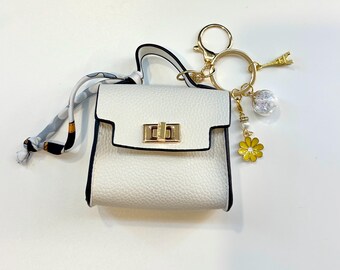 White Mini Keychain Purse