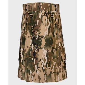 Tactical Multicam Utility Kilt for Men – Military Camo Cargo Kilt | Adjustable Combat Workwear Utility Kilt | Multicam Tactical Kilt