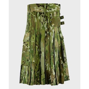 Tactical Multicam Camouflage Utility Kilt for Men – Military Camo Cargo Kilt | Adjustable Combat Workwear Tactical Kilt