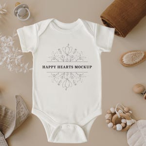 White Rabbit Skins 4424 Mockup Baby Mockup Fall Mockup Infant/Toddler Mockup White Bodysuit Mock-up Flat Lay 4424 Mock Up Print on Demand