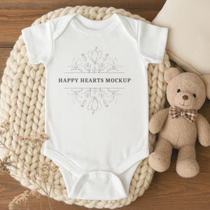 White Rabbit Skins 4424 Mockup Baby Mockup Fall Mockup Toddler Mockup White Bodysuit Mock-up Flat Lay 4424 Mock Up Print on Demand
