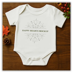 White Rabbit Skins 4424 Mockup Baby Mockup Fall Mockup Toddler Mockup White Bodysuit Mock-up Flat Lay 4424 Mock Up Print on Demand