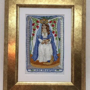 Hand Embroidered High Priestess of the Major Arcana of the Tarot