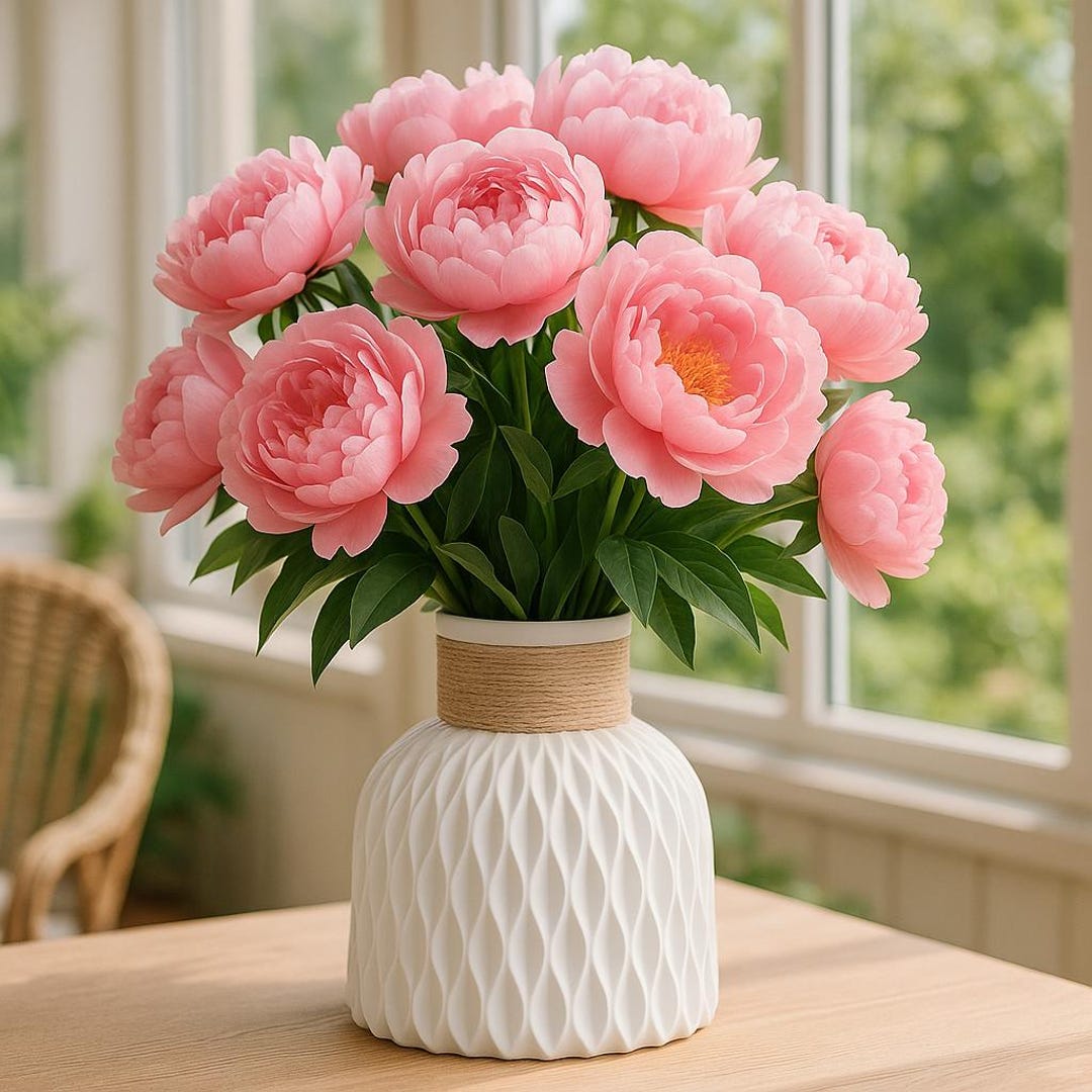 Vase Décoratif En Plastique Forme Losange - Style Bohème Moderne Pour Bureau, Salon, Mariage - Rose