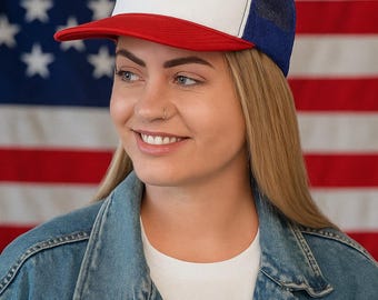 Red, White, & Blonde Trucker Hat