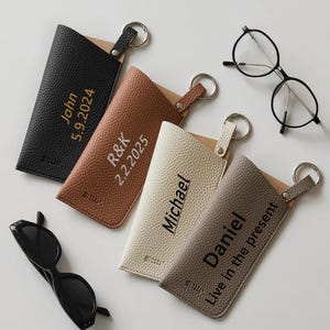 Estojo de óculos macio personalizado, suporte de óculos de sol personalizado, caixa fina para óculos, estojo de óculos de presente personalizado com chaveiro, bolsa fina