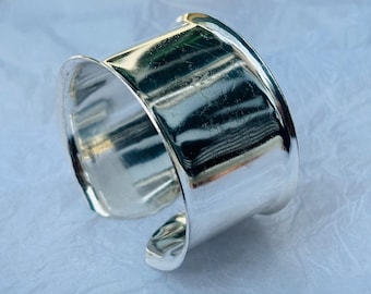 Handcrafted Sterling Silver Cuff Bracelet: Wide Adjustable Bangle