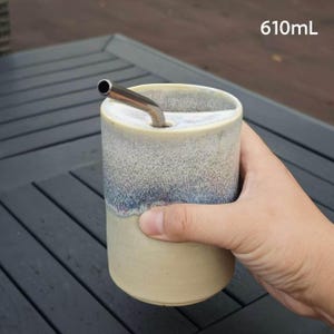 Custom Raku Ceramic Mug, Celestial Blue Glaze, Large 20.5oz Sipper image 4