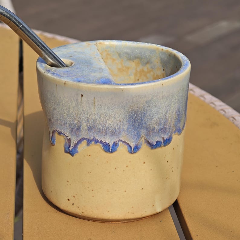 Custom Raku Ceramic Mug, Celestial Blue Glaze, Large 20.5oz Sipper image 12