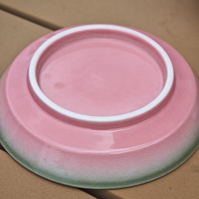 Jingdezhen Juego de té Gaiwan de cerámica rosa hecho a mano, borde de esmalte de goteo verde, artículos de té Gongfu (3,5 oz) imagen 13