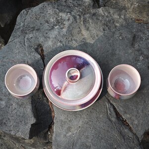 Jingdezhen Handmade Galaxy Glaze Gaiwan: Purple Ceramic Gongfu Teaware Tea Sets with cups Gaiwan& case &2 cups