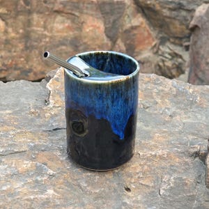 Custom Raku Ceramic Mug, Celestial Blue Glaze, Large 20.5oz Sipper image 9