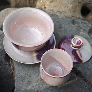 Jingdezhen Handmade Galaxy Glaze Gaiwan: Purple Ceramic Gongfu Teaware Tea Sets with cups image 5