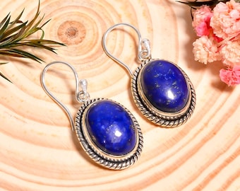Lapis Lazuli-hängen: 925 sterlingsilver med droppmönster