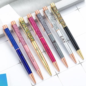 Personalized engraved glitter ballpoint pen, Customized Quicksand Ballpoint Pen,  Gift for Her，writing tools，Bulk Custom Pens