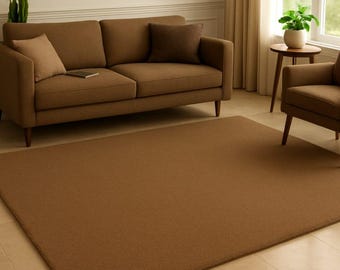 Hand-Tufted Solid Brown Minimalist Area Rug for Luxury Living Room, Bedroom or Office