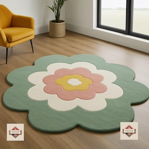 Hand - Getufteter Verspielter Blumenteppich in Pastellfarben Für Wohnzimmer Wohndekor Teppich Größe 4x4 5x5 6x6 7x7 8x8 9x9 10x10 11x11 (Fuß)