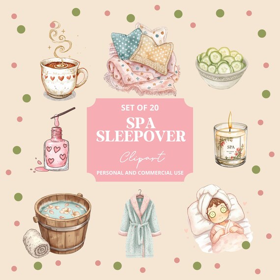 Spa Slumber Party Clip Art Stainless Steel Keychains Sleepover Party
