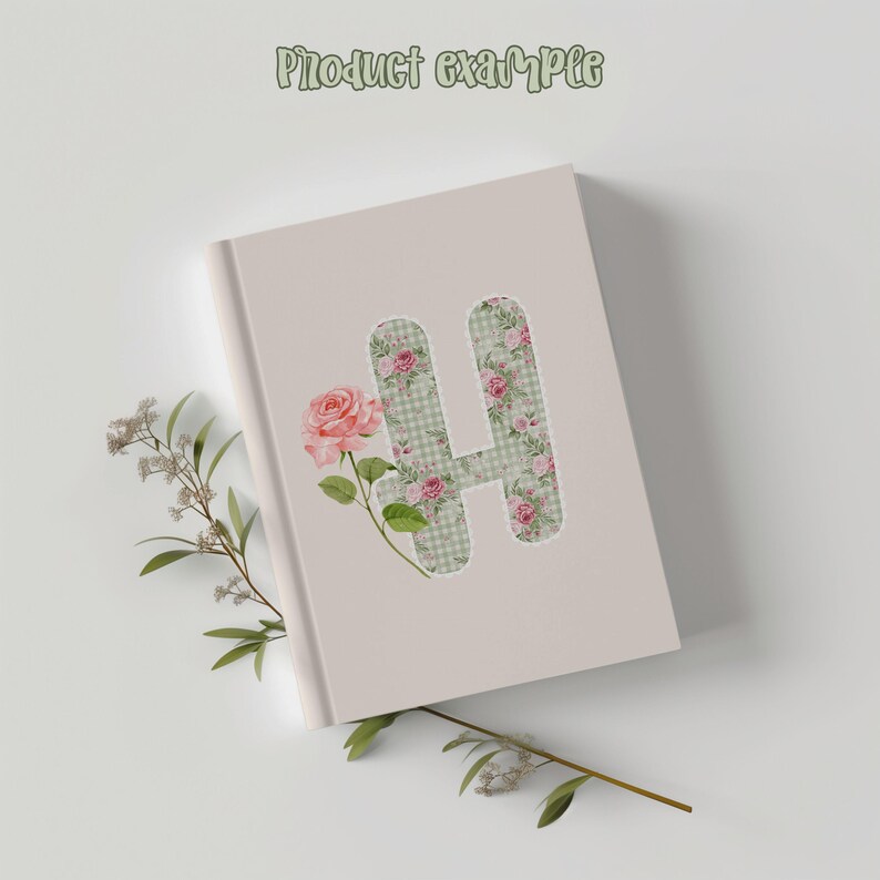 Sage Green Gingham Floral Alphabet PNG Bundle Coquette Aesthetic Preppy ...