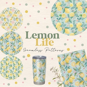 Lemon Life Musterdesign: Sommer Citrus Digital Papier (PNG Download)