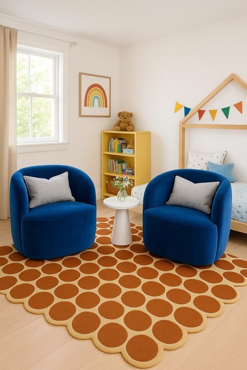 Sit On Rug Button Rug Polka Dot Hand-tufted Area Rug : Modern Circle Geometric Carpet - Etsy